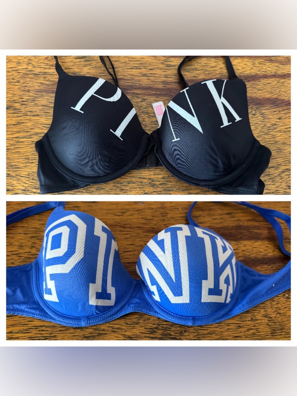 Victoria's Secret PINK Bra in Black with Pink Logo Set of 2